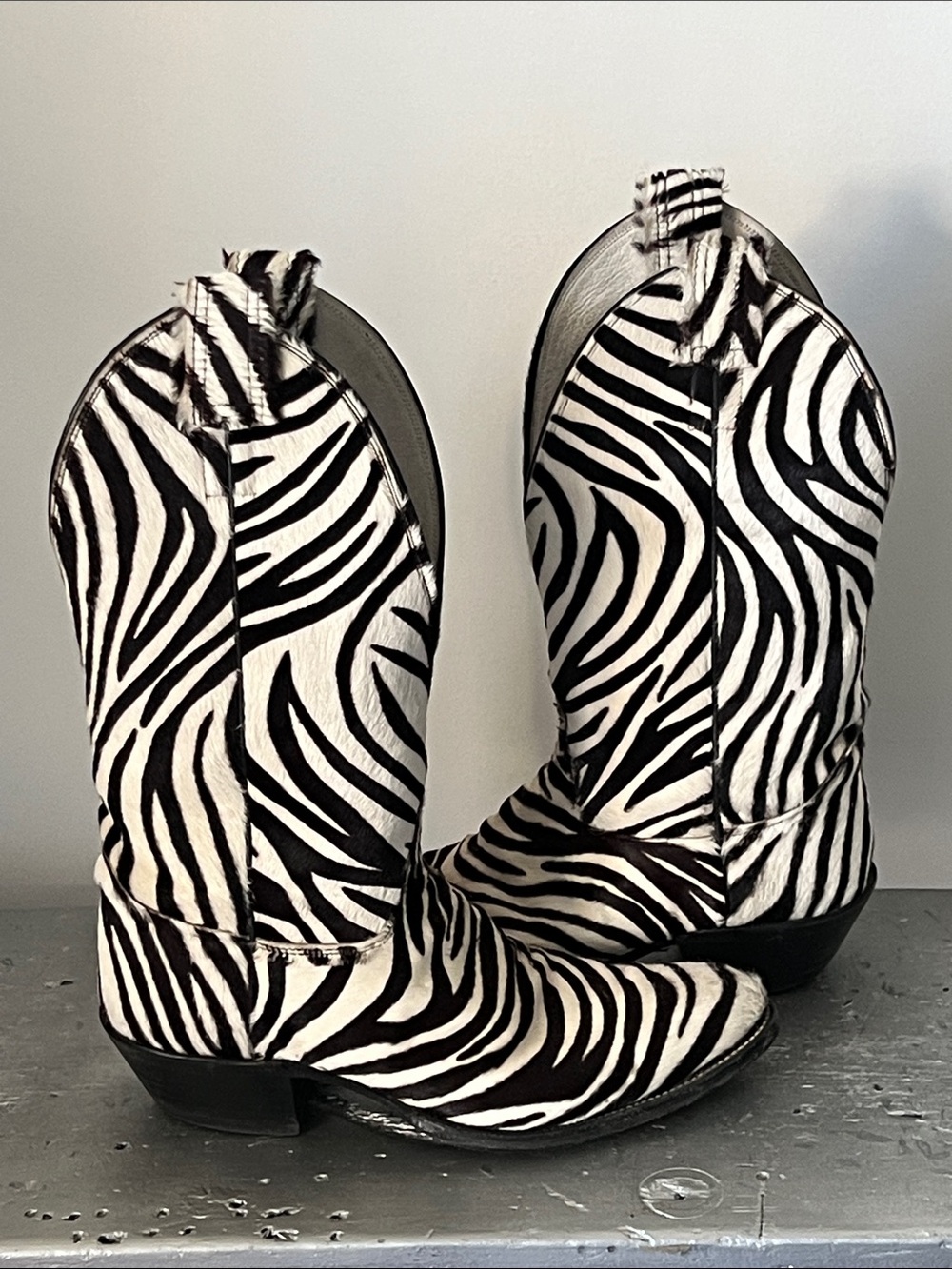 Vintage Zebra Print Pony hair boots